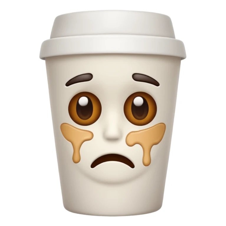 Create an emoji of a coffee cup ☕ with dark circles under its eyes, looking more tired than the drinker. sticker