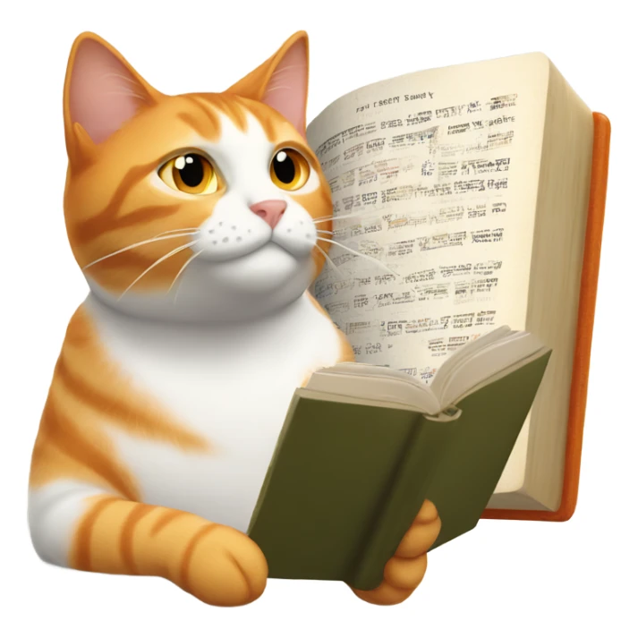 Orange and white tabby cat reading family Bible sticker