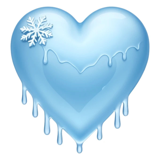 An ice blue heart with frost spidering across it and ice crystals dripping from it sticker