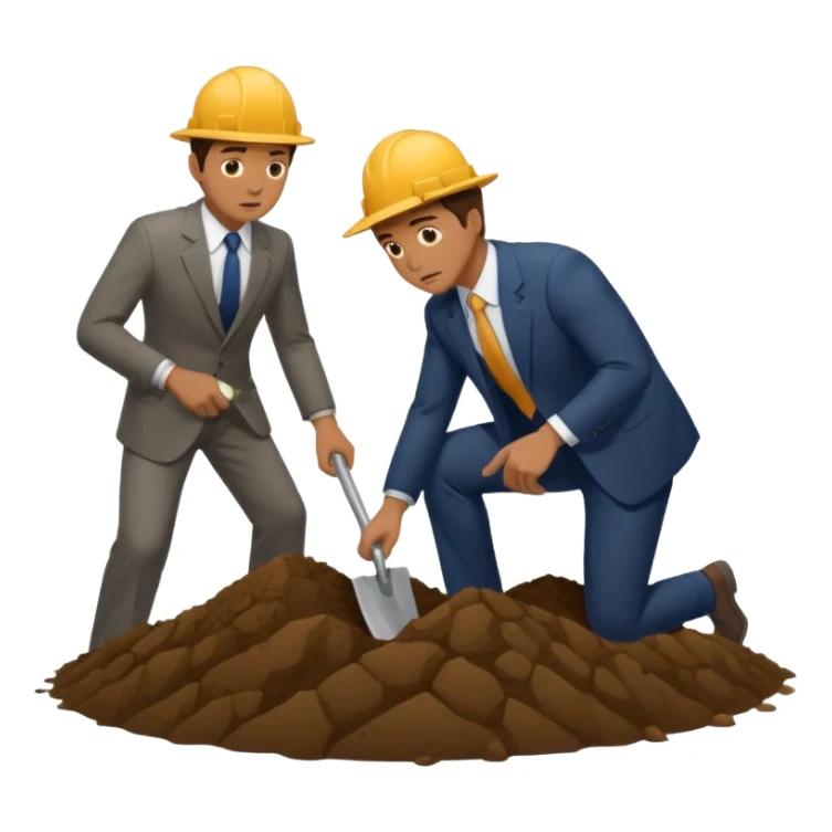 a guy in a suit digging and another suspicious guy trying to prevent him from digging sticker