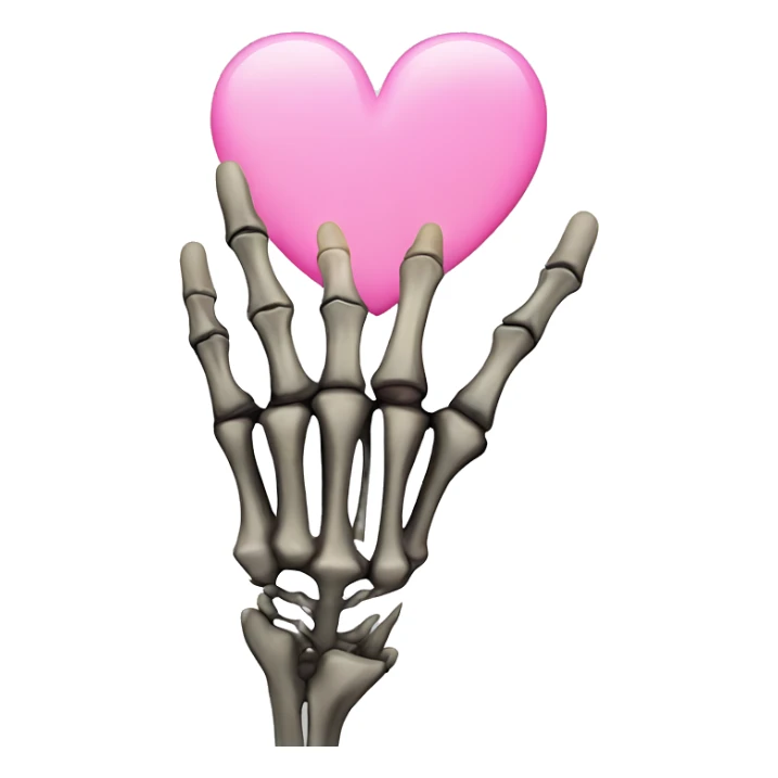 Skeleton hand w middle finger upright w pink heart on middle finger sticker
