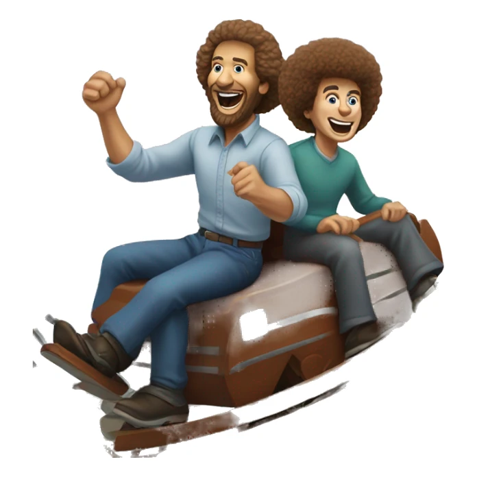 Bob Ross riding a roller coaster with issac newton sticker