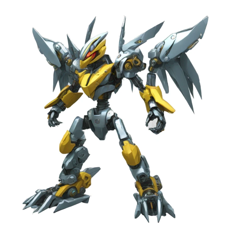 a futuristic mechanical spiky Medabot-raptor-dragon-Bionicle-mecha full body sticker
