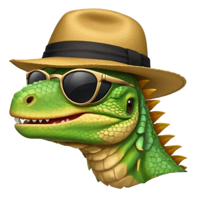 capitalist iguana head with black reflex sunglasses and hat smiling sarcastically sticker