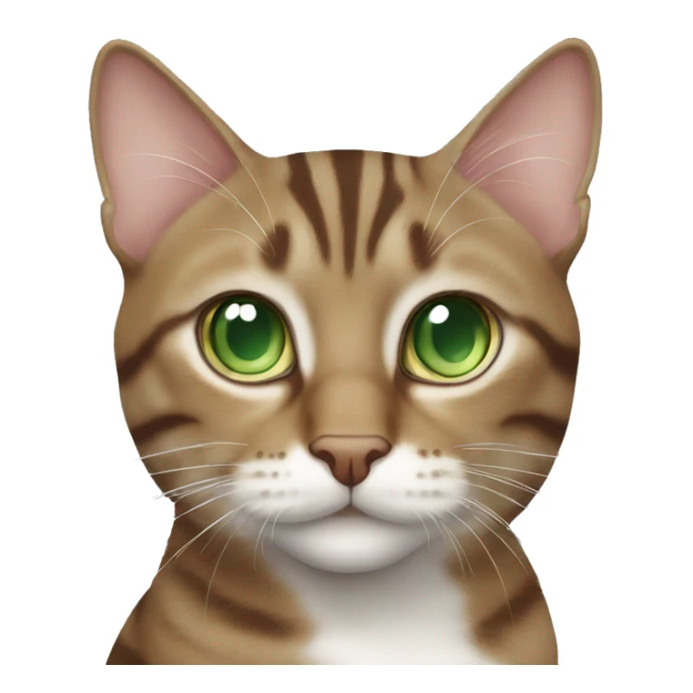 Brown and white tabby cat with green eyes  sticker