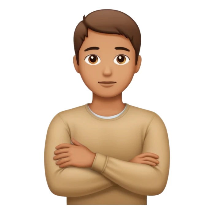 Person crossing arms over neck sticker