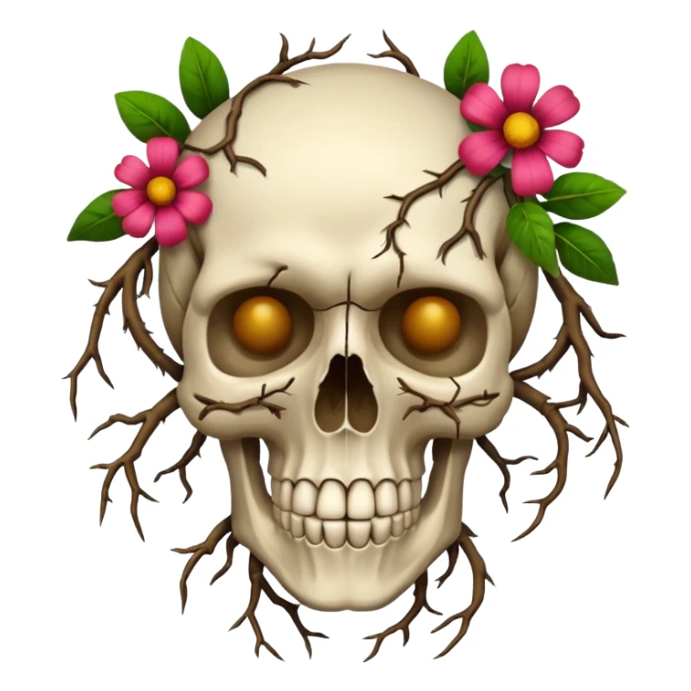 Skull made of roots + flowers sticker