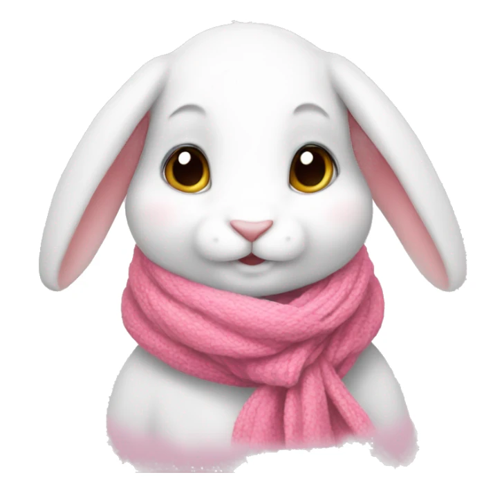 white rabbit cute wears pink scarf sticker