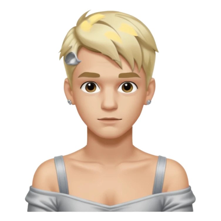 Aaron Carter with blonde hair, silver off-shoulder shirt sticker