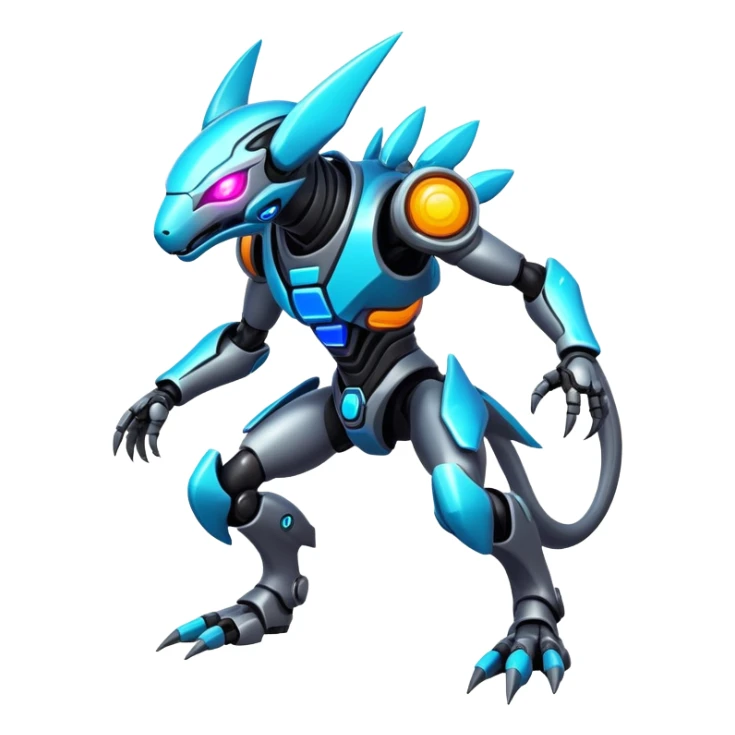 modern colorful neon-colored Fakémon-Protogen-creature (full body) sticker