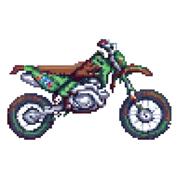 125cc dirtbike, side view, dynamic, detailed, pixel art style sticker