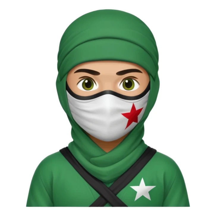 Ninja arab green and white with mask pakistani flag sticker