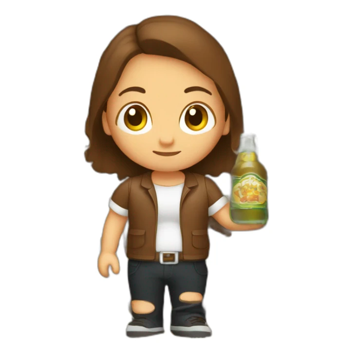 brown hair whit with a pot belly serving bottles of beer sticker