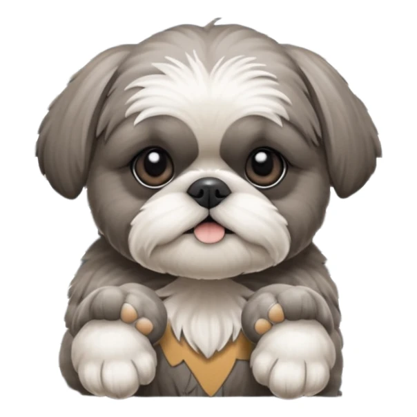 cute all grey shih tzu peeking through window blinds with one paw holding down the shade behind the shade sticker