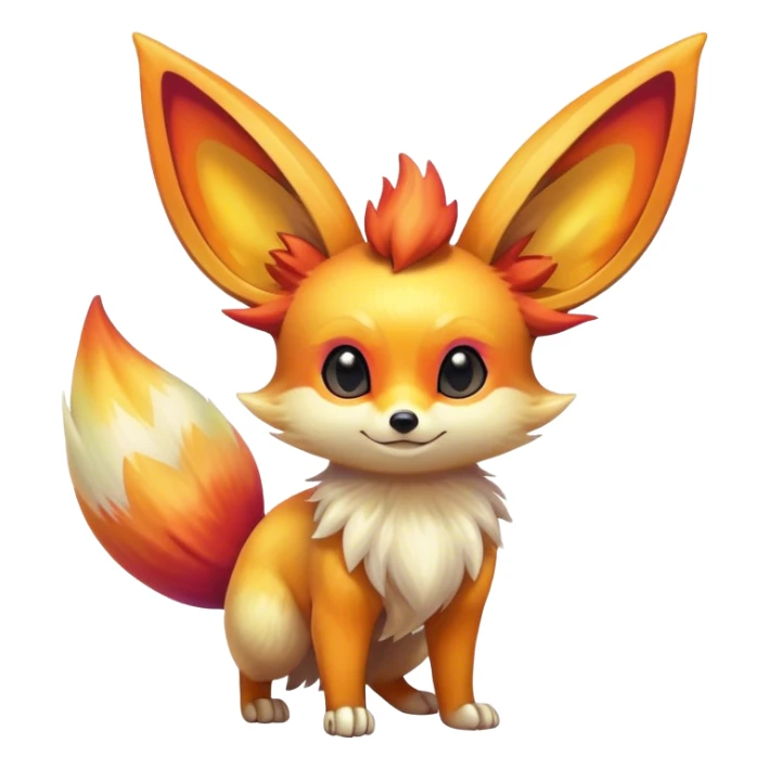 Shiny Vibrant Colorful Iridescent Fennekin-Eevee-creature-hybrid sticker