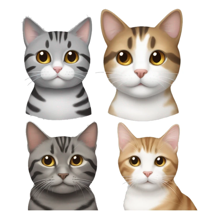 One gray and white tabby cat and one brown and black tabby cat sticker