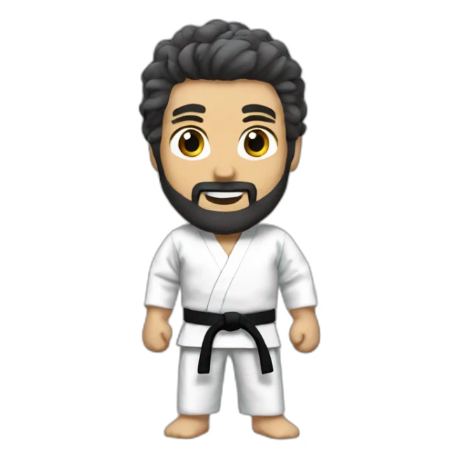 Karate blue belt with gi wi hair and beard sticker