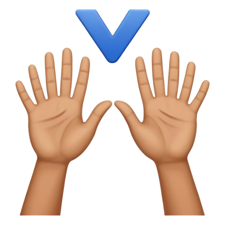the raised hands emoji with a dark blue checkmark between them sticker