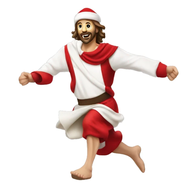 skipping sprint Jesus santa costume sticker