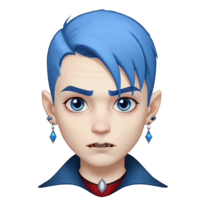 boy wampire with blue hair and face tattooed and extra big earing sticker