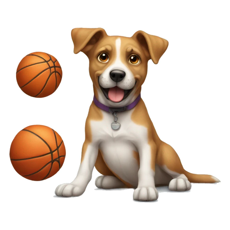 Dog playing basketball sticker