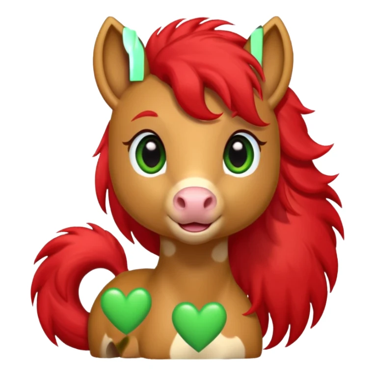 light brown pony with green eyes in love surrounded by red hearts sticker