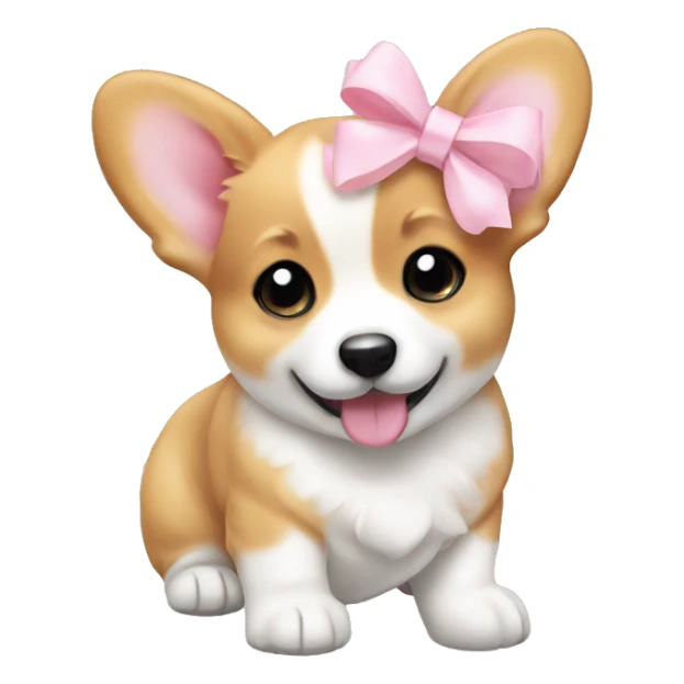 Baby corgi with light pink bow sticker