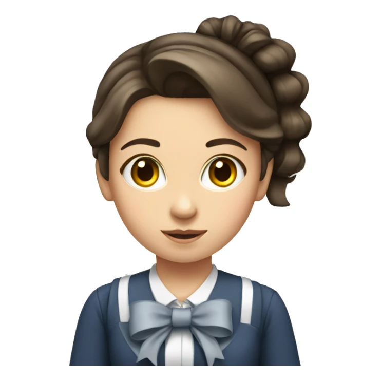 pretty brunette school girl with bow in her hair sticker