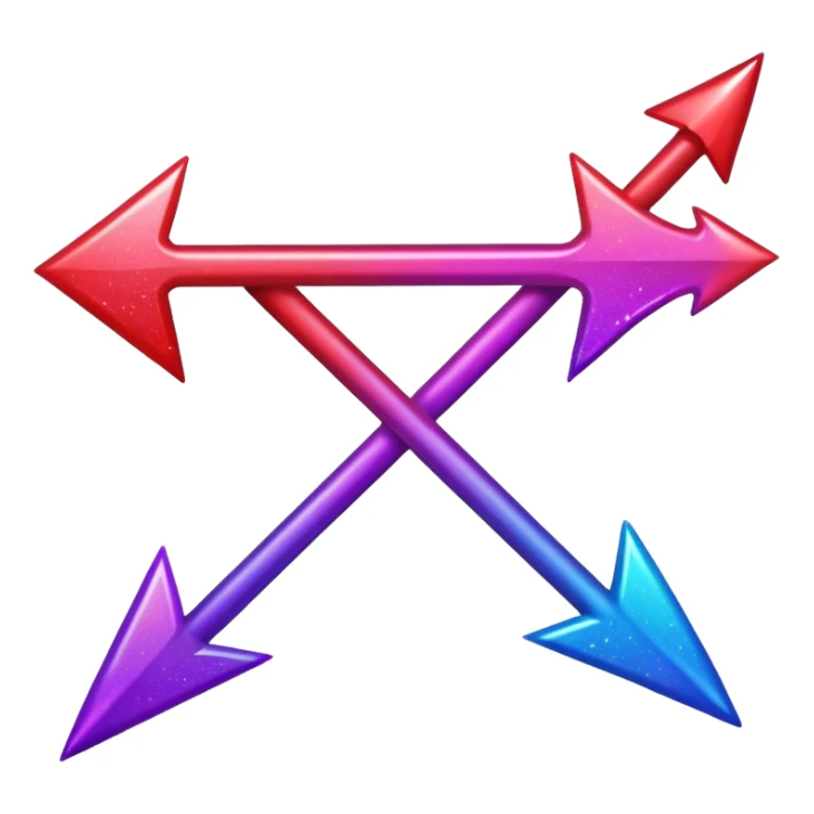 color gradient between red and purple glitter arrow sticker