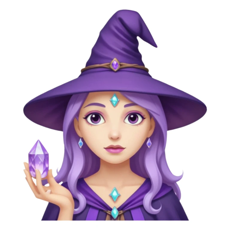 Purple Pastel Witch With Quartz Crystals sticker