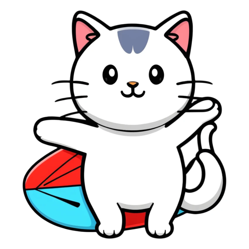 Gato con el signo de surf en la mano  sticker