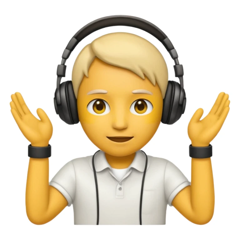 emoji with head phone holding both hands listening  sticker