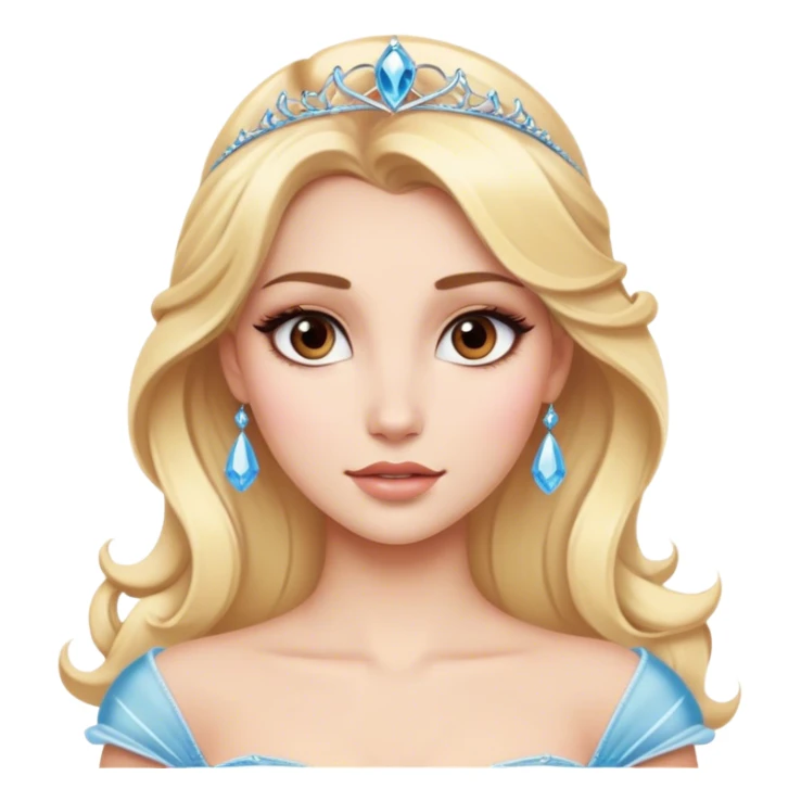 blonde model with brown eyes, luxury makeup, disney princess sticker