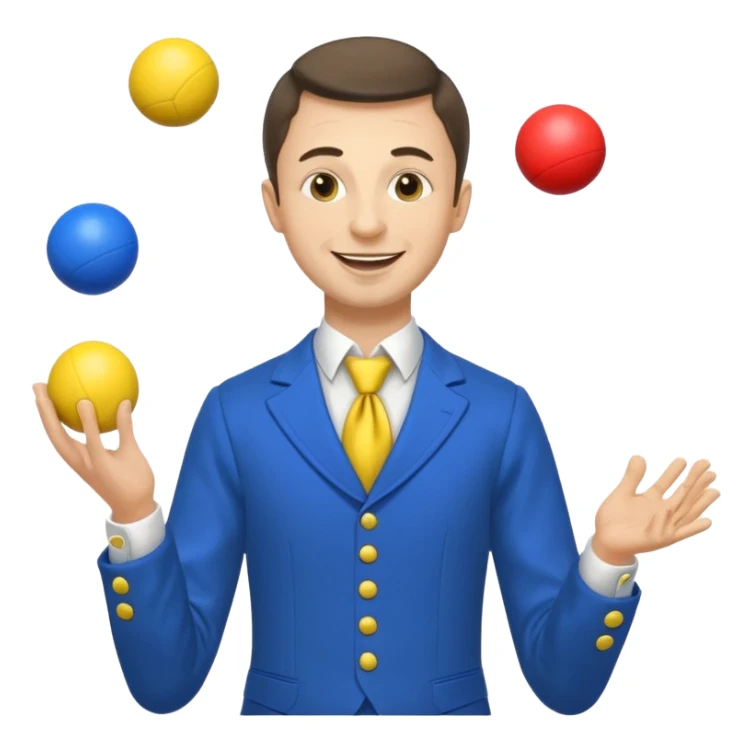 circus juggler zelensky juggling two balls blue and yellow sticker