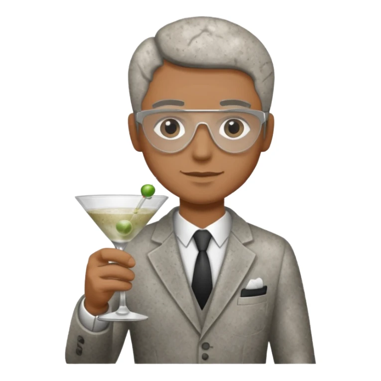 a pile of dust holding a martini sticker