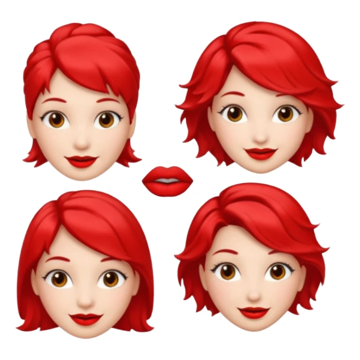 woman red lips, deifferent hair styles. sticker