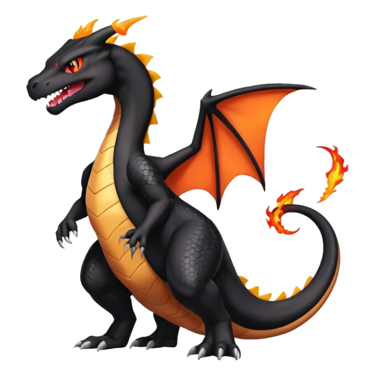 Obsidian-Black lanky elegant evil badass handsome cool beautiful Shiny-Charizard-Salazzle-Seviper-Salandit-fusion sticker