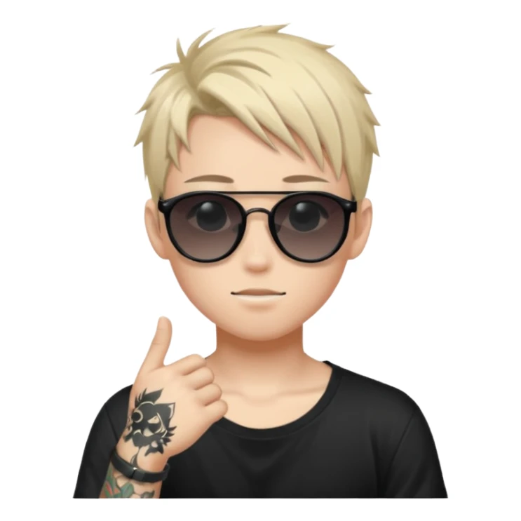 anime boy with tattoo in black sunglasses sticker