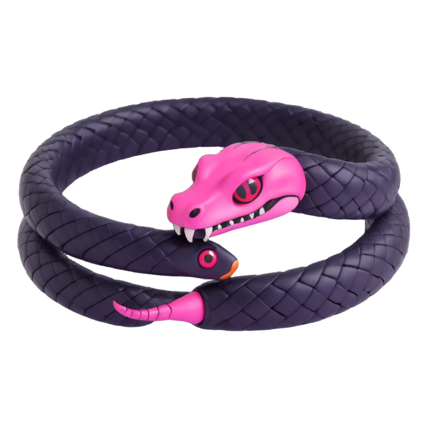 3D gothic snake bracelet with pink eyes, coiled and mysterious sticker