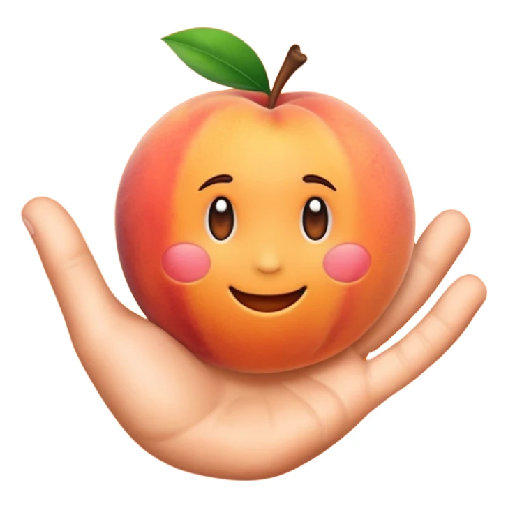 Peach emoji with hand print on it sticker