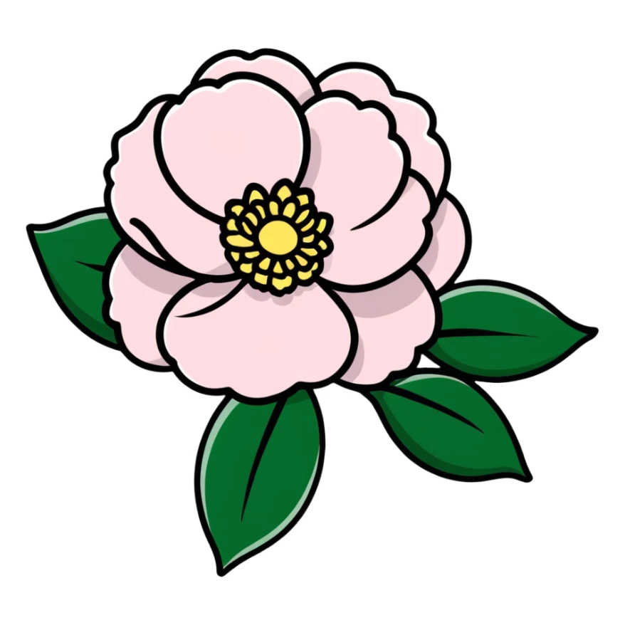 elegant red camellia japonica with glossy petals sticker