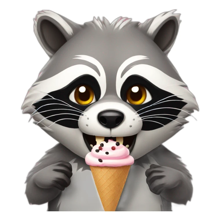 angry raccoon eat ice cream sticker
