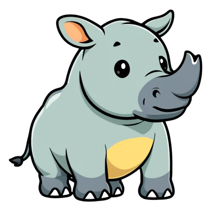playful rhino character in colorful style sticker