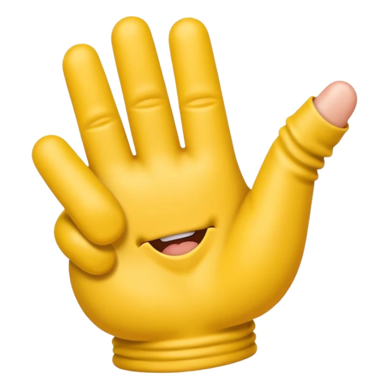 Middle finger emoji weakling wearing fingerless gloves sticker