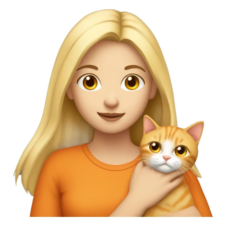 Blond girl holding an orange cat  sticker