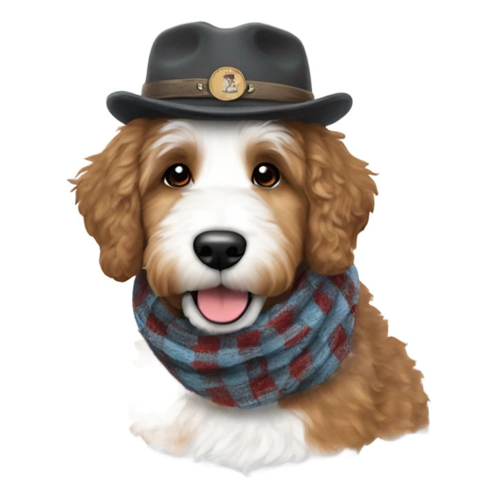 Bernedoodle with knoxville smokies hat and scarf sticker