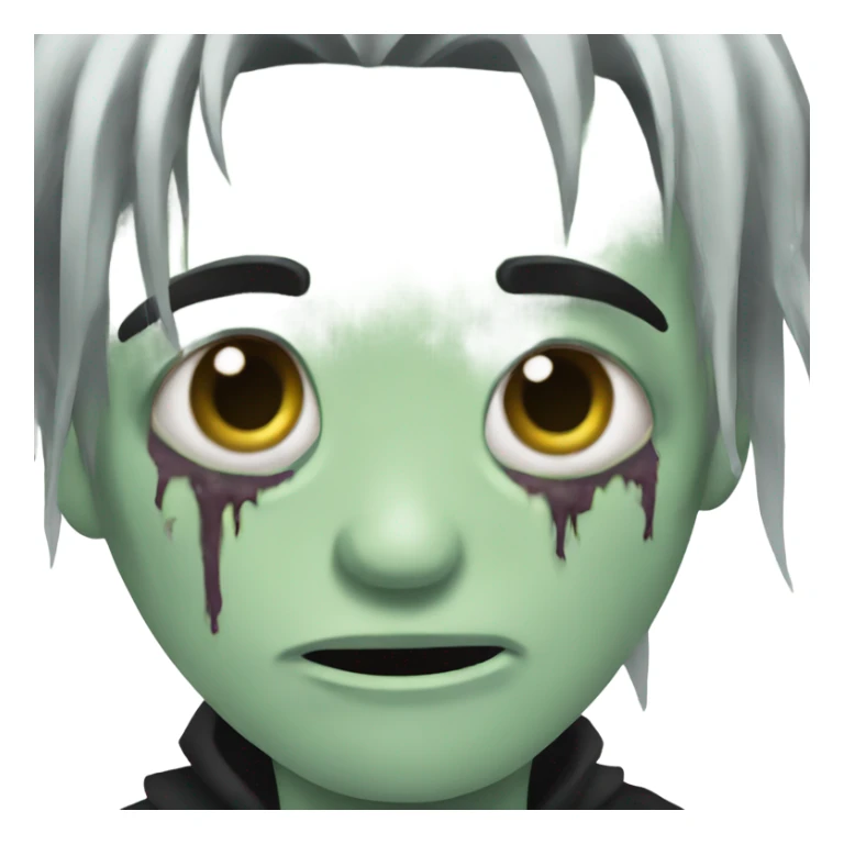 boy zombie with black hair emo creepy medium long hair scary sticker