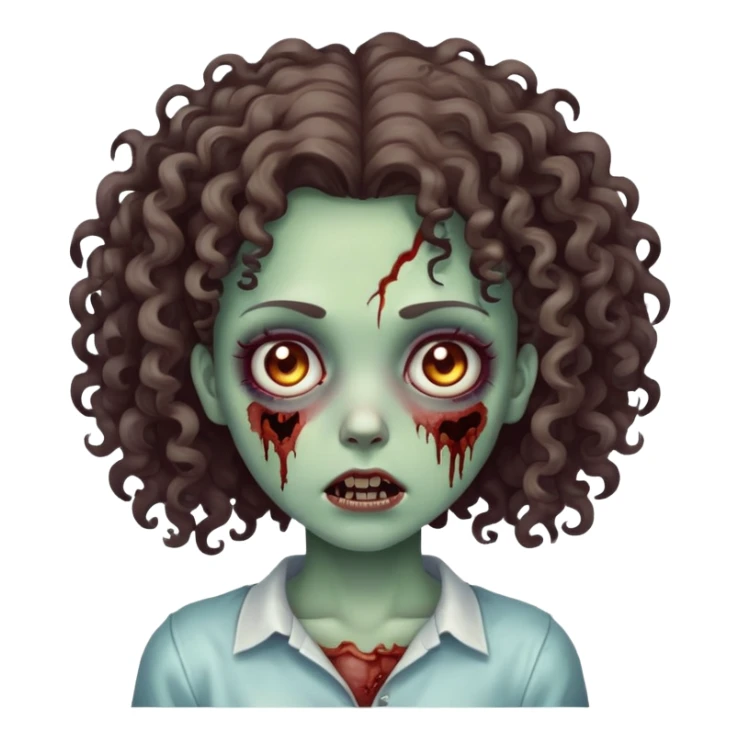 zombie girl with curly hair sticker