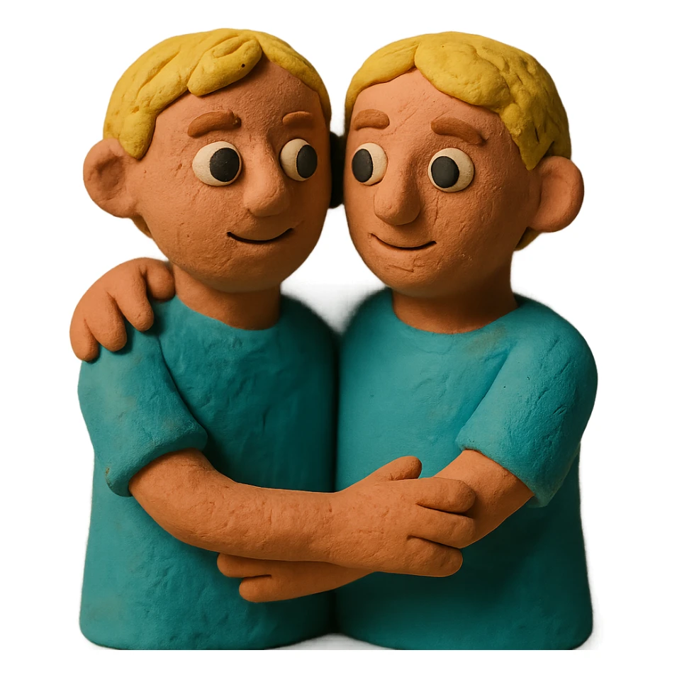 claymation style Gemini, two figures sticker