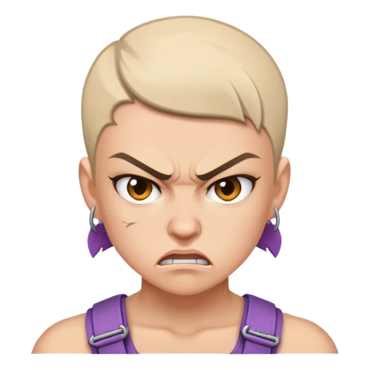 angry feminist fighter with half shaved hair sticker